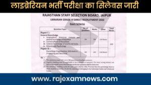 Rajasthan Librarian Grade 3rd Syllabus pdf in hindi 2022