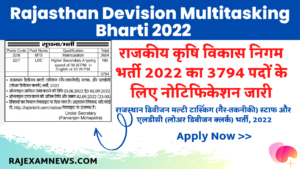 Rajasthan Devision Multitasking Bharti 2022