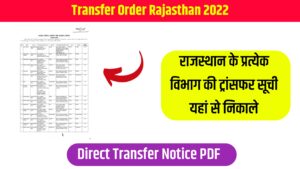 स्थानांतरण और पदस्थापन आदेश राजस्थान Transfer order rajasthan