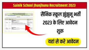 Sainik School Jhunjhunu Recruitment 2023