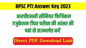 RPSC PTI Answer Key 2023